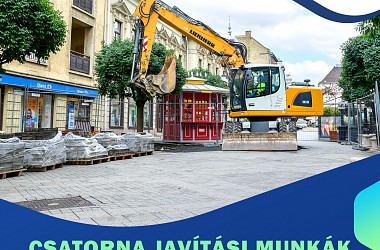 Csatorna javítási munkák Győrben a Baross G. úton